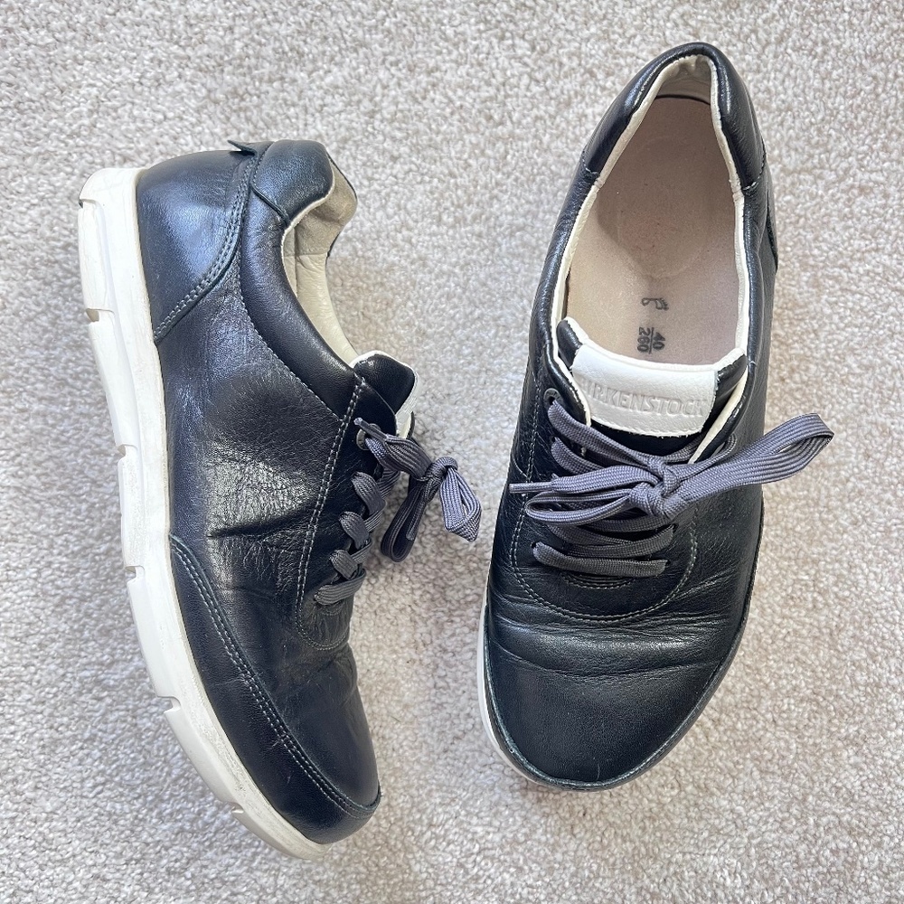 Birkenstock Illinois Black Leather Lace Up Sneakers Shoes 40
